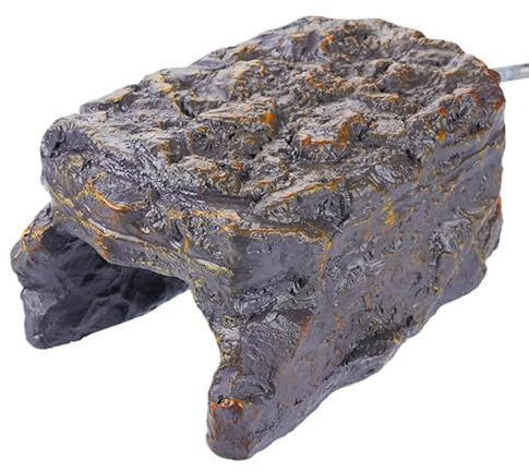 Beheizte Reptilienhäute und Höhlen, Kunstharz-Simulationsstein, Sonnenbühne mit eingebauter Heizung, Tankzubehör, natürliches Lebensraum- , ideal für Eidechsen, Schildkröten, 15 x 9 x 7 cm