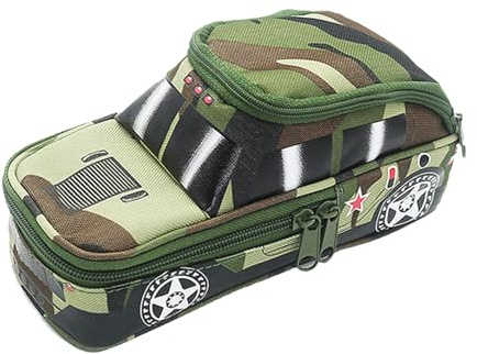 Federmäppchen für Auto-Federstifte für Kinder, mit Reißverschluss, Federmappe für Kinder, mit Auto-Motiv für die Schule, L, Armeegrün, Consulte la descripción, Siehe Beschreibung