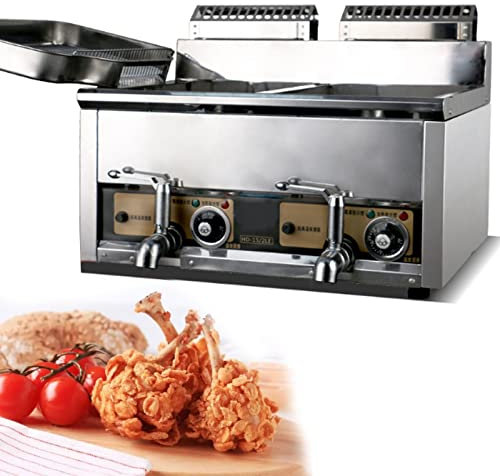 Gas Deep Fryer Electric Modern Deep Fryer Stainless Steel 20 Liters 25 Liters 40 Liters Oil Fryers, with Temperature Setting View Window, Stainless Steel, for Kitchen, Thermostat 50-230°C (15lea2