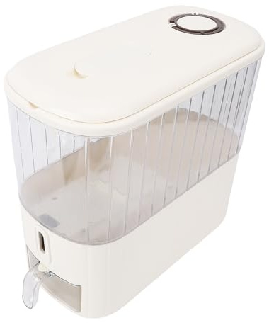 ACOGEDO Distributore di Riso con Tazza di Misurazione 6 Kg Contenitore di Stoccaggio Sigillato di Grande capacità per Cucina - Finestra Trasparente, un Tasto Dispenso, Secchio Rimovibile
