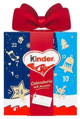 Kinder Giftbox 2025 Calendrier de l'Avent 24 Chocolats et Snacks Assortis Kinder, Idée Cadeau, Lot de 214 gr