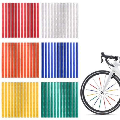72 Pack Bike Spoke Reflectors for Night Riding 360 Degree Visibility Reflective Bicycle Spoke Skins Wraps Waterproof Bicycle Reflective Clips Wheel Decoration Reflectors for Mountain Road Bikes