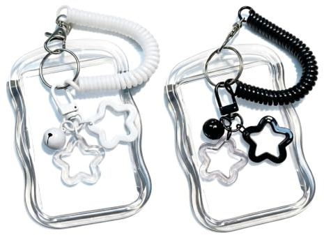 2 Porte-Carte Porte-Clés - Durdiiy Étui PVC Cordon Élastique