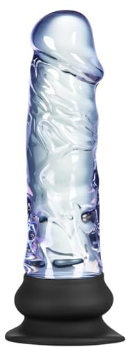Godemiché réaliste en verre de 15 cm, godemiché à ventouse pour débutants, design de pénis réaliste et mignon, pour la stimulation anale et du point G et les jeux de température, convient aux adultes.