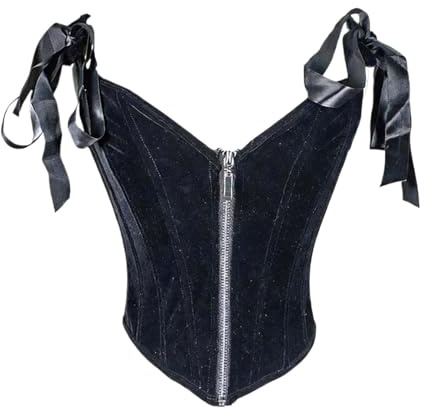 HUWOYG Damkorsett, bustier över bröstet, snörning, utan ben, formande toppar, vintageliv med dragkedja för fitnessträning