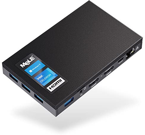 MeLE Mini PC Quieter2Q sans Ventilateur 4 Go 64 Go Windows 11 Pro Processeur Celeron J4125 Affichage HDMI Double 4K Ordinateur de Bureau Portable PXE Bluetooth WiFi Gigabit Ethernet Montage VESA