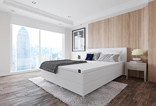 Best For Home Boxspringbett | Doppelbett mit 7-Zonen Bonnell-Federkernmatratze und Topper | Boxspringbett 90x200 mit Stauraum für Schlafzimmer | In verschiedenen Größen und Farben erhältlich