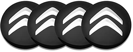 XGAGCF 4 Piezas Coche Rueda Centro Tapas Tapacubos Aluminio Buje Badge Pegatina, para Citroen C4 Grand Picasso Sedan C3 C5 Berlingo Jumper 56MM Auto Llantas Decorativa Emblema, Black