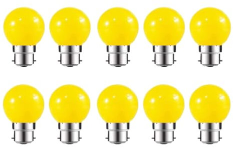 ZFQ - Lote de 10 bombillas LED, color B22, 2 W, equivalente a 20 W, CA, 220 V, 240 V, B22 bayoneta, bombillas LED, multicolor para casa, bar, fiesta, decoración de ambiente, amarillo