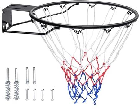 VEVOR Basketball Rim, Wall Door Mounted Basketball Hoop, Heavy Duty Q235 Basketball Flex Rim Goal Replacement with Net, Standard 18 Indoor and Outdoor Hanging Basketball Hoop