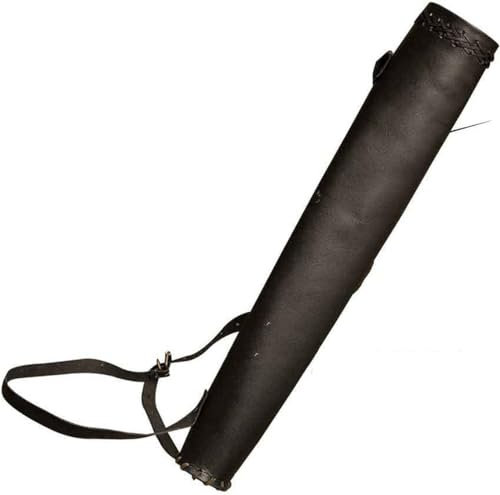Traditioneller Rückenköcher, Kunstleder-Bogenschießenköcher, mittelalterlicher Vintage-Pfeilholster, handgewebter Pfeilköcher mit verstellbaren Riemen, für Schießübungen/Cosplay, Schwarz