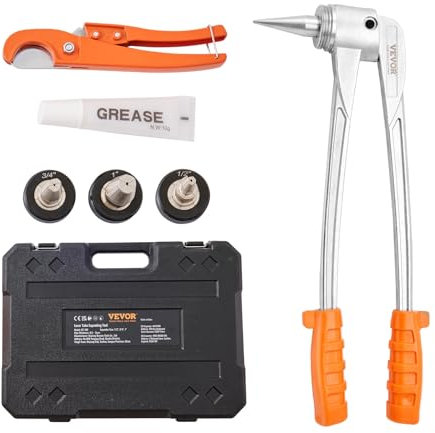 VEVOR - Extensor de tubo manual palanca 0,5-2 mm Extensor de manguera PEX 3 cabezales de expansión 1,27 cm 1,9 cm 2,54 cm​ Expansor kit herramientas de expansión para tubos de cobre aluminio latón y