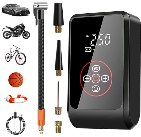Compresseur à Air Portatif, 4000mAh Gonfleur Pneus Voiture sans Fil, 150PSI Mini Pompe a Velo Electrique avec Lumière LED Affichage Numérique Electrique Compresseur pour Voiture, Moto, Vélo, Balle