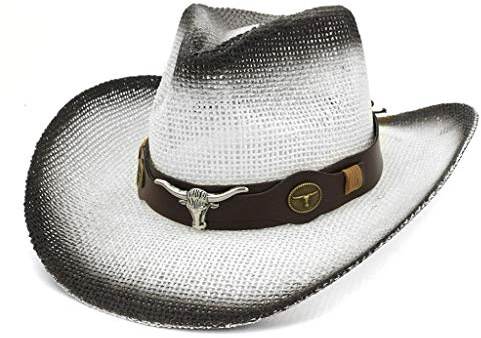 FGUUTYM Sombrero de cuero sombrero hombre cinturón equitación mujer ancho vaquero occidental gorras de béisbol parche gorra de béisbol gorra de béisbol, Blanco, Talla única
