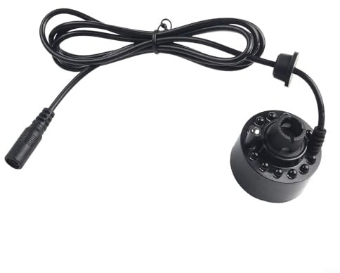 350ml/H Mist Maker Fogger Replacement with 6/12 LED Lights for Water Pond, Aquarium Humidifier, Garden Fountain, Zinc Alloy & Plastic, DC 24V, Silver/Black(12 HEAD BLACK)