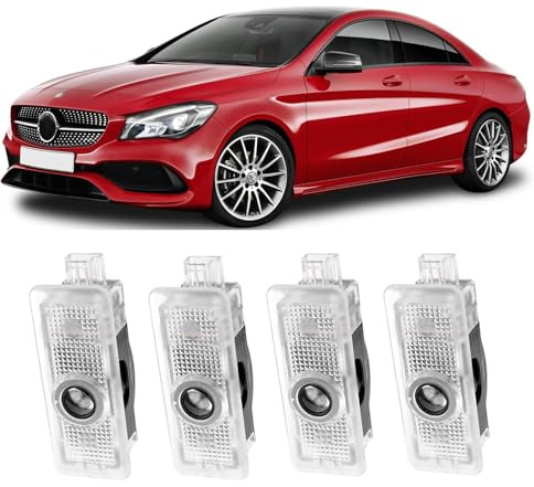 4 Pezzi Luci Proiettore Porta Logo per Mercedes, illuminazione sottoscocca auto, luce LED di benvenuto, illuminazione d'ingresso