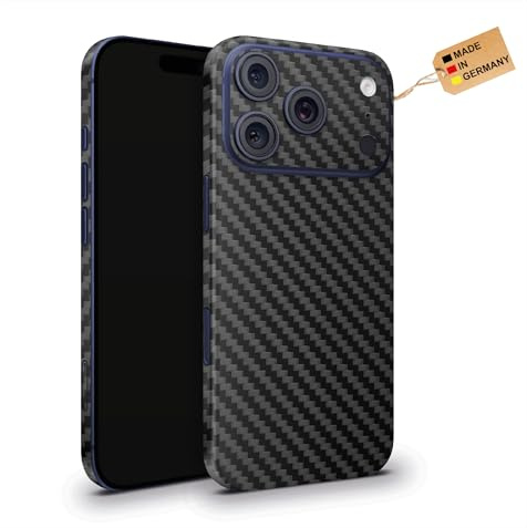 TF Skins Films de protection compatibles avec iPhone 17 Pro Max, Film de protection 360° avec découpe pour logo (Carbone Noir)