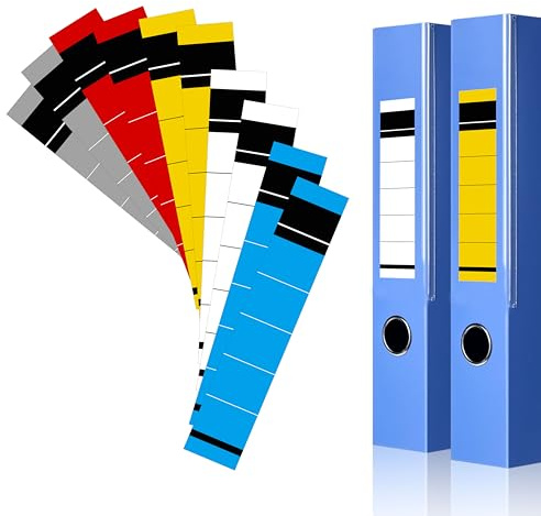 Yezirzax Pack of 50 Self-Adhesive Folder Labels, 19 × 3.6 cm Spine Labels in 5 Colors, Writable Spine Stickers for Lever Arch Folders, Office and School Organisation