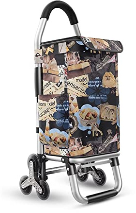 Carrello per salire le scale con 6 ruote, telaio in alluminio leggero, capacità di 68 kg, borsa staccabile, ideale per generi alimentari, lavanderia e uso esterno