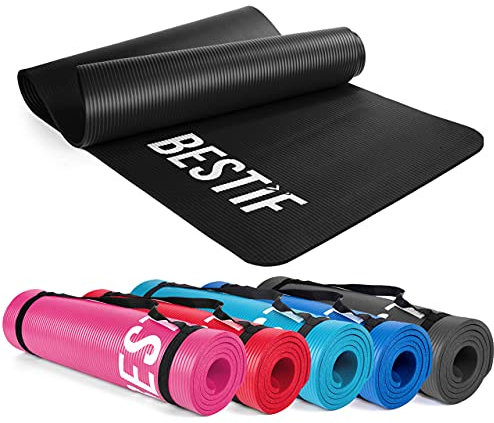 BESTIF Gymnastikmatte rutschfest Yogamatte Fitnessmatte Dicke Sportmatte 1,5cm (Schwarz, 180 x 60 x 1,5cm)