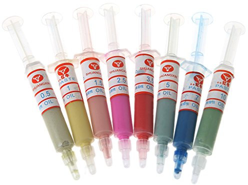 BIlinli Diamond Polishing Lapping Pastes Compound Syringes Set, 8Pcs 0.5-10 Micron Tools, Resin, Wax, Diamond Sands, For Jewelry, Gemstone, Metal