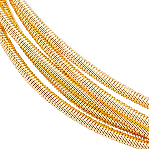 BENECREAT 5 Rolls 14 Gauge 7.87inch Gold Plated French Bullion Wire Spiral Copper Wire for Embroidery Beading, Jewelry Making and Clothes Decoration