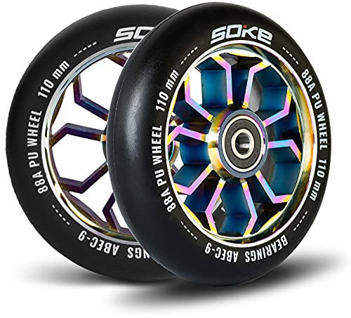 SOKE Scooter Räder 1679, 5x12x12cm, Zwei Stück, Gold, Langlebig, für Kinder, Jugendliche, Erwachsene, Profis | Kickscooter Scooter Wheels Suitable for Razor/Cox/Albott and most Freestyle Scooters