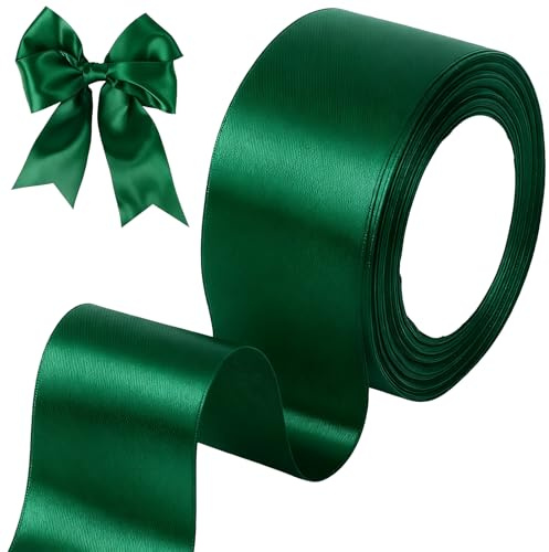 tenn well Ruban Satin Vert, 50 mm x 22 m Ruban Vert Large pour Décoration de Mariage, l'artisanat de Décoration de la Maison, Fête Gâteau, Emballage Gâteau, Coffrets, Bouquet
