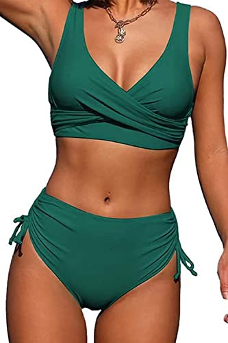 CheChury Conjuntos de Bikini Traje de baño Ropa Bikini Bandeau para Mujer Brasileo Ropa de Pecho de Playa Cintura Alta Traje con Relleno Mujer Brasileo Ropa de Playa