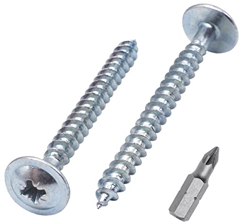 SKIR'CO (150 st) Zinkpläterat stål 5,0 x 50 mm silverträskruvar, metallskruvar, våffelhuvud, Pozidriv, självgängande