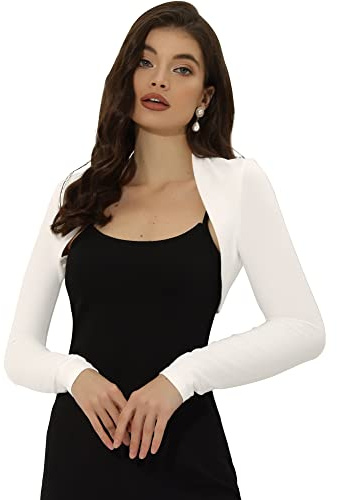 Allegra K Elegant Shrugs for Women Long Sleeve Open Front Bolero Shrug | Wedding, Semi Formal, Elegant, Cover Up for Dress