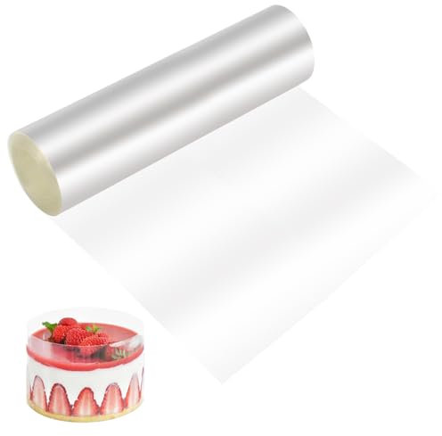 KtbeYTi Torta Collare, 20cm x 10m Acetato per Pasticceria, Rotoli Trasparenti in Acetato Fogli per Dolci Decorazione, di Mousse