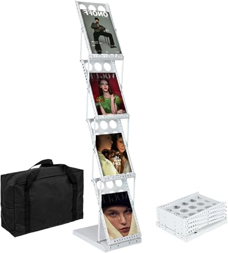 THCTYRP Soporte para catálogos, revistas y folletos, soporte plegable de 4 capas A4, soporte vertical de pie para revistas de moda