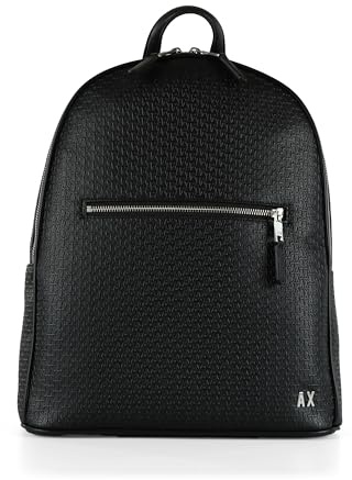 Armani Exchange Men's Elba, Essential, Logo all over, zipped pocket, Black, One size