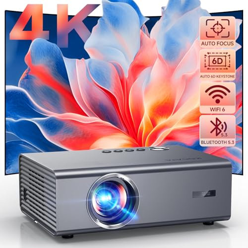 4K Projector with Built-in Apps, 1500ANSI Auto Focus&6D Keystone Dolby Audio Kogata Smart Projector with WiFi 6 Bluetooth Outdoor Movie Proyector for Home Theater HDR10+ UPGRADE