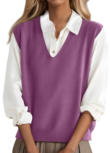 ZHENDEGL Pull sans Manche Femme Pull sans Manches Femme Pull sans Manche Femme Col V Pull Cachemire Femme Chemise Femme Chic Et Élégant Pull Femme Col V Pull sans Manche Femme