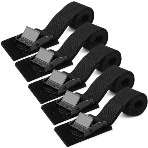 5 Pz Cinghia a Cricchetto, Cinghie di Fissaggio Corte, 25 mm x 50 cm Cinghia di Serraggio, Cinghie a Cricchetto Piccole con Serratura a Morsetto, Cinghiette per Portabici Portabiciclette Auto Moto