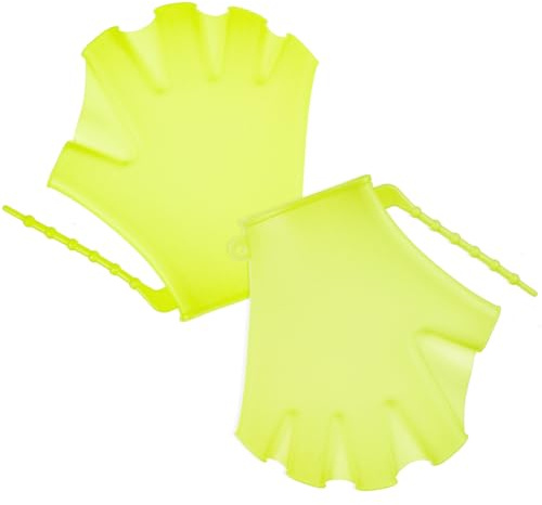 ifundom 2Pcs Swimming Gloves Webbed Swim Paddles for Diving Training with Adjustable Wrist Strap Protective Water Fitness Aid for Boys Fluorescent Green