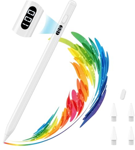 MoKo Stylus Pen for iPad 2018-2026, USB-C Charge Pencil with LED Display