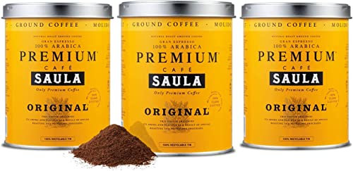 Café Saula, Pack de 3 boîtes de 250 gr. Café Premium Original 100% arabica moulu