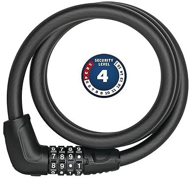 ABUS Kabelschloss Tresor 6412C - Zahlenschloss, indiviudell einstellbar - Stahlkabel mit Kunstoffummantelung - ABUS-Sicherheitslevel 4 - 120 cm, Schwarz
