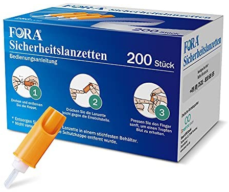 FORA Safety-lancetter 28G – 100 stycken x 3, engångs stickhjälpmedel för kapillär blodborttagning