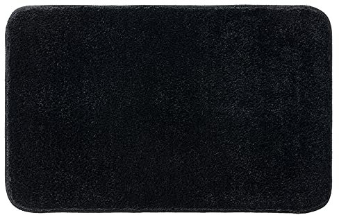 MIULEE Badezimmerteppich Teppich Badematte rutschfest Waschbar Badteppich Bettvorleger Badvorleger Saugfähige Duschvorleger Fussmatte für Wohnzimmer Schlafzimmer Badezimmer 40x60 cm Schwarz