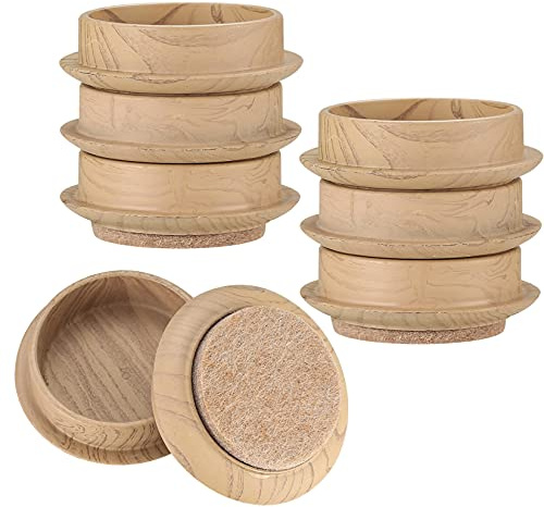 8 Pieces Felt Floor Cups, 4.5 cm/1.77 inch Round Furniture Felt Pads, Castor Cups, Non Slip Floor Protectors for Chair Table Furniture Legs Feet Wood Floor