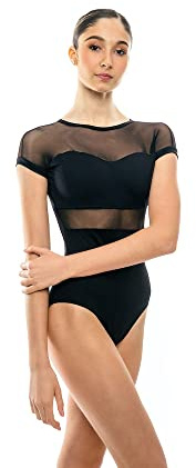 Basilica Dancewear BAW0311 Marian trikåer för kvinnor med nätdetaljer XS, svart