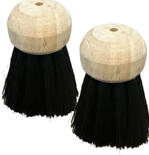 QUAILITAS Testina di ricambio per caminetto [2 pezzi] spazzola di ricambio con testa rotonda, in legno, spazzola tradizionale per la pulizia del camino, set di attrezzi per camino