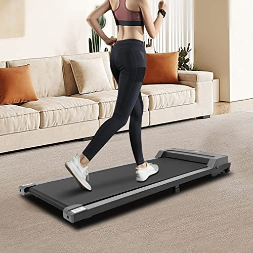 TESUGN Walking Pad löpband med LED, löpband skrivbord, 1–6 km/h löpband för hemmet, hopfällbart löpband med app och fjärrkontroll, ultra slim walking treadmill för hemmafitnessövningar