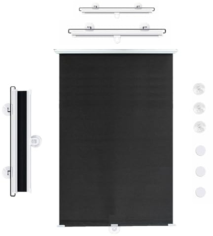 Tende A Rullo Nere Con Nano Adesivi E Ventose, 16/18/20/22/24/26/28/30 * 49in, Tende Oscuranti Retrattile Senza Foratura, Tende Avvolgibile Termico Senza Fili,Black-70x100cm/28x39in