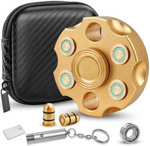 GZLCEU Fidget Spinner, Lumineux Hand Spinner Spiner pour Soulagement du Stress, Adultes Enfants avec 1 Sac en Cuir/Lampe de Poche/Dos de Démontage/Roulement d'origine