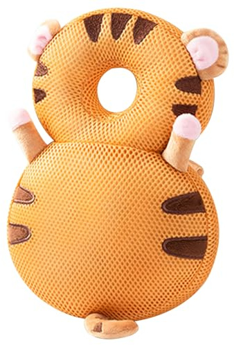 Lamppdcor Baby huvudskydd baby huvudskydd ryggsäck söt andningsbar fylld huvudskydd ryggsäck med bröstrem justerbar stötdämpning huvudskydd för babypromenader, tiger
